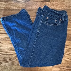 Levi's Blue Denim Capri 515 Jeans with Brown Stitching